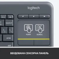 Клавіатура Logitech K400 Plus Touch Wireless UA Black (920-007145) - 4