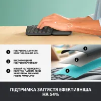 Клавіатура Logitech ERGO K860 Bluetooth/Wireless UA Black (920-010108) - 4