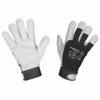 Защитные перчатки Neo Tools козья кожа, фиксация запястья, р.8, черно-белый (97-655-8) - Image 1