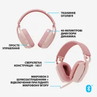 Наушники Logitech Zone Vibe 100 Wireless Rose (981-001224) - Изображение 6