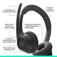 Навушники Logitech Zone 300 Bluetooth Graphite (981-001407) - 6