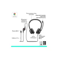 Навушники Logitech H390 USB-C Midnight Black (981-001576) - 5