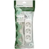 Мережевий подовжувач Defender E330 3.0 m 3 роз white (99222) - 4