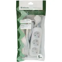 Мережевий подовжувач Defender E350 5.0 m 3 роз white (99223) - 4