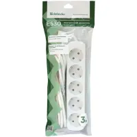 Мережевий подовжувач Defender E530 3.0 m 5 роз white (99230) - 4