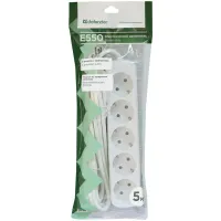 Мережевий подовжувач Defender E550 5.0 m 5 роз white (99231) - 4