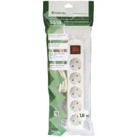 Мережевий подовжувач Defender S518 1.8 m 5 роз switch white (99241) - 4