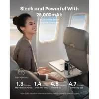 Батарея универсальная Anker 25000mAh, 165W, PD/3/0, QC/3/0, Built-In Double USB-C Cables, silver (A1695H41) - Изображение 3