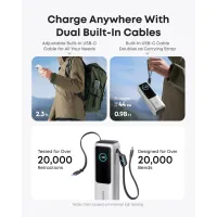 Батарея универсальная Anker 25000mAh, 165W, PD/3/0, QC/3/0, Built-In Double USB-C Cables, silver (A1695H41) - Изображение 5