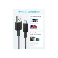 Дата кабель USB 2.0 AM to USB-C 0.9m 322 Black Anker (A81H5G11) - 3
