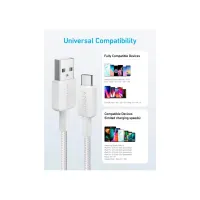 Дата кабель USB 2.0 AM to Type-C 1.8m 322 White Anker (A81H6H21) - 2