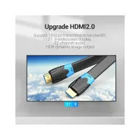 Кабель мультимедийный HDMI M to HDMI M 1.0m flat black Vention (AAKBF) - Изображение 4