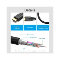 Кабель мультимедийный HDMI M to HDMI M 1.0m 8K cotton braided black Vention (AAUBF) - Изображение 3