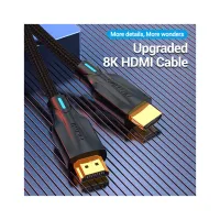 Кабель мультимедийный HDMI M to HDMI M 2.0m 8K cotton braided black Vention (AAUBH) - Изображение 2