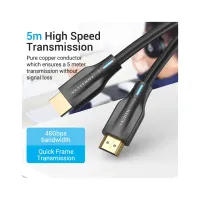 Кабель мультимедийный HDMI M to HDMI M 5.0m 8K cotton braided black Vention (AAUBJ) - Изображение 4