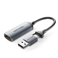 Переходник USB-C + USB-A to HDMI M 0.1m video capture gray Vention (ACWHA) - Изображение 1