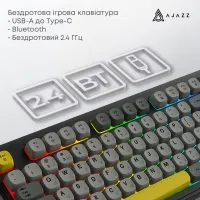 Клавіатура Ajazz AF98 Plus Wireless/Bluetooth/USB UA Black/Grey/Yellow (AF98-PLUS-BGY) - Зображення 7