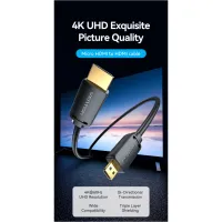 Кабель мультимедійний HDMI M to HDMI micro M 3.0m V2.0 4K 60Hz VENTION (AGIBI) - Зображення 5