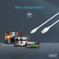 Дата кабель USB 2.0 AM to USB-C 2.0m 60W white Digitus (AK-300340-020-W) - Изображение 11