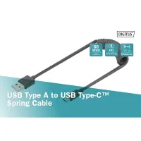 Дата кабель USB 2.0 AM to USB-C 1.0m (0.32m) spiral black Digitus (AK-300430-006-S) - 4