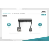 Дата кабель USB 2.0 AM to USB-C 1.0m (0.32m) spiral black Digitus (AK-300430-006-S) - 6