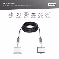 Кабель мультимедийный HDMI M to HDMI M 30m 4K AOC hybrid-fiber black Digitus (AK-330125-300-S) - Image 4