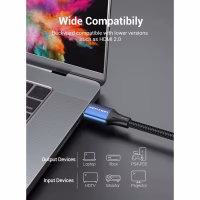 Кабель мультимедійний HDMI M to HDMI M 5.0m 8K60Hz cotton braided blue Vention (ALGLJ) - Image 4