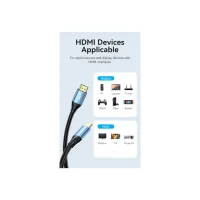 Кабель мультимедийный HDMI M to HDMI M 2.0m V2.0 4K60Hz blue Vention (ALHSH) - Изображение 4
