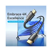 Кабель мультимедийный HDMI M to HDMI M 10.0m 4K cotton braided black Vention (ALLBL) - Изображение 2