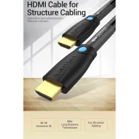 Кабель мультимедійний HDMI M to HDMI M 1.0m 4K cotton braided black zinc alloy Vention (ALMBF) - Зображення 3