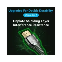 Кабель мультимедійний HDMI M to HDMI M 1.5m 8K ultra thin cotton braided green Vention (ALOGG) - Зображення 6