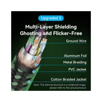 Кабель мультимедійний HDMI M to HDMI M 1.5m 8K ultra thin cotton braided green Vention (ALOGG) - Зображення 8