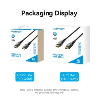 Кабель мультимедийный HDMI M to HDMI M 70.0m 4K fiber optic black Vention (ALSBAX) - Изображение 3