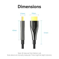 Кабель мультимедійний HDMI M to HDMI M 40.0m 4K fiber optic zinc alloy black Vention (ALSBV) - Зображення 12