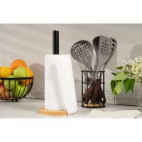 Тримач паперових рушників Ardesto Midori 15х34см, метал, бамбук, чорний (AR0913BB) - Зображення 2