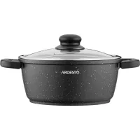 Каструля Ardesto Gemini Anzio скляна кришка 20 см 2,5 л чорна (AR2420GE) - 2