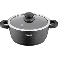 Каструля Ardesto Gemini Anzio скляна кришка 20 см 2,5 л чорна (AR2420GE) - 1