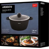 Кастрюля Ardesto Gemini Anzio скляна кришка 28 см 6,4 л чорна (AR2426GE) - Изображение 10