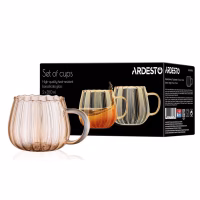 Набір чашок Ardesto Golden Moon 350мл, 2шт, боросилікатне скло, прозорий (AR2635BGG) - Image 4