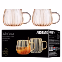 Набір чашок Ardesto Golden Moon 350мл, 2шт, боросилікатне скло, прозорий (AR2635BGG) - Image 5