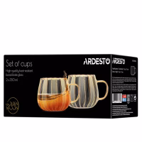 Набір чашок Ardesto Golden Moon 350мл, 2шт, боросилікатне скло, прозорий (AR2635BGG) - Image 6