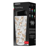 Термокружка Ardesto Coffee Time Animals Corgi 450мл, нержавіюча сталь, сірий (AR2645CR) - Зображення 4