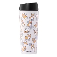 Термокружка Ardesto Coffee Time Animals Corgi 450мл, нержавіюча сталь, сірий (AR2645CR) - Зображення 1