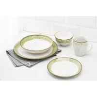 Тарілка Ardesto Siena, 27см, порцеляна, біло-зелений (AR2927SWG) - 6