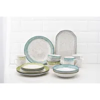 Тарілка Ardesto Siena, 27см, порцеляна, біло-зелений (AR2927SWG) - 8