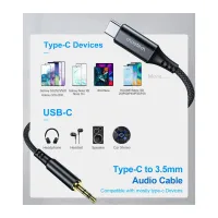 Кабель мультимедійний USB-C to 3.5mm M 1.0m black Choetech (AUX006) - 5