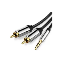 Кабель мультимедийный 3.5mm M to 2xRCA M 1.0m black Vention (BCFBF) - Изображение 2