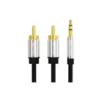 Кабель мультимедийный 3.5mm M to 2xRCA M 1.0m black Vention (BCFBF) - Изображение 1