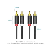 Кабель мультимедийный 2xRCA M to 2xRCA M 1.5m black Vention (BCMBG) - Изображение 2