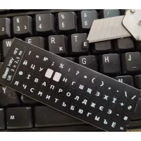 Наклейка на клавіатуру BestKey мініатюрна непрозора чорна, 56, білий (BKm4WHI/045) - 2